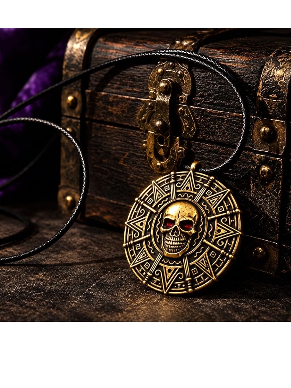 Gold Skull Aztec Pendant Necklace - Women Jewelry